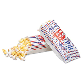 Pinch-Bottom Paper Popcorn Bag by Bagcraft Papercon – One Size, 1.0 pounds, Paper, White/Red/Blue, Pack of 1000