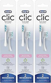 Oral-B Clic Toothbrush Sensitive Clean Replacement Brush Heads, White, 2 Count (Pack of 3)