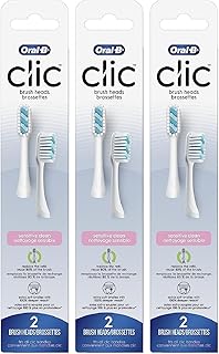 Oral-B Clic Toothbrush Sensitive Clean Replacement Brush Heads, White, 2 Count (Pack of 3)