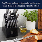 J.A International Modernist 13-pc Knife Block Set by HENCKELS – 13-pc, Stainless steel, Black, Pack of 13, Model 17500-000