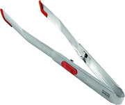 Kuhn Rikon Stainless Steel SoftEdge Locking Tweezer Tongs with Silicone Edge, Red