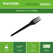Responsible Products 6.75" Forks Black (1000 Count) / Black / 1000 Forks