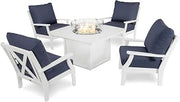 Polywood Braxton Deep Seating Set, White/Spectrum Indigo