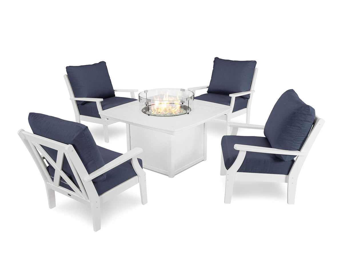 ® Braxton Deep Seating Set by Polywood – High Density Polyethylene, White / Spectrum Indigo, Model PWS488-2-WH48080