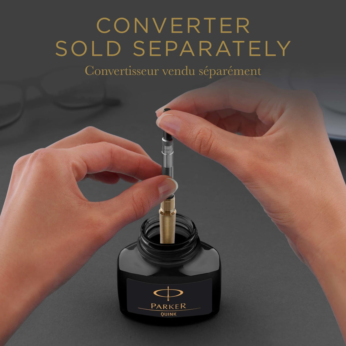 Quink Ink Bottle by Parker – 1.9 fl oz, Glass, Black Ink, Model 1950375