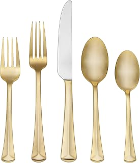 Reed & Barton Baguette Matte Gold 5pc Place Setting, 0.85 LB, Metallic