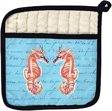 Betsy Drake PT100B Coral Sea Horses Blue Pot Holder