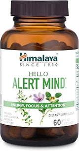 Himalaya Hello Alert Mind Supplement with L-Theanine, 60 Capsules | Herbal Supplement With L-Theanine, Ashwagandha, Bacopa, Vitamin B6 & B12 for Energy, Focus & Attention - Vegan, Gluten Free