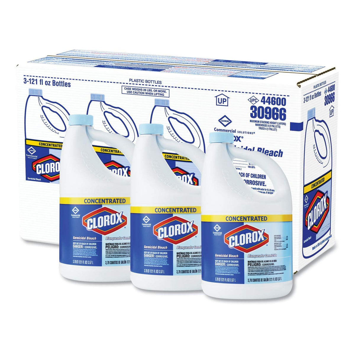 30966 Concentrated Regular Bleach by Clorox – 121 Fl Oz (Pack of 3), Pack of 3, Model 30966-cr