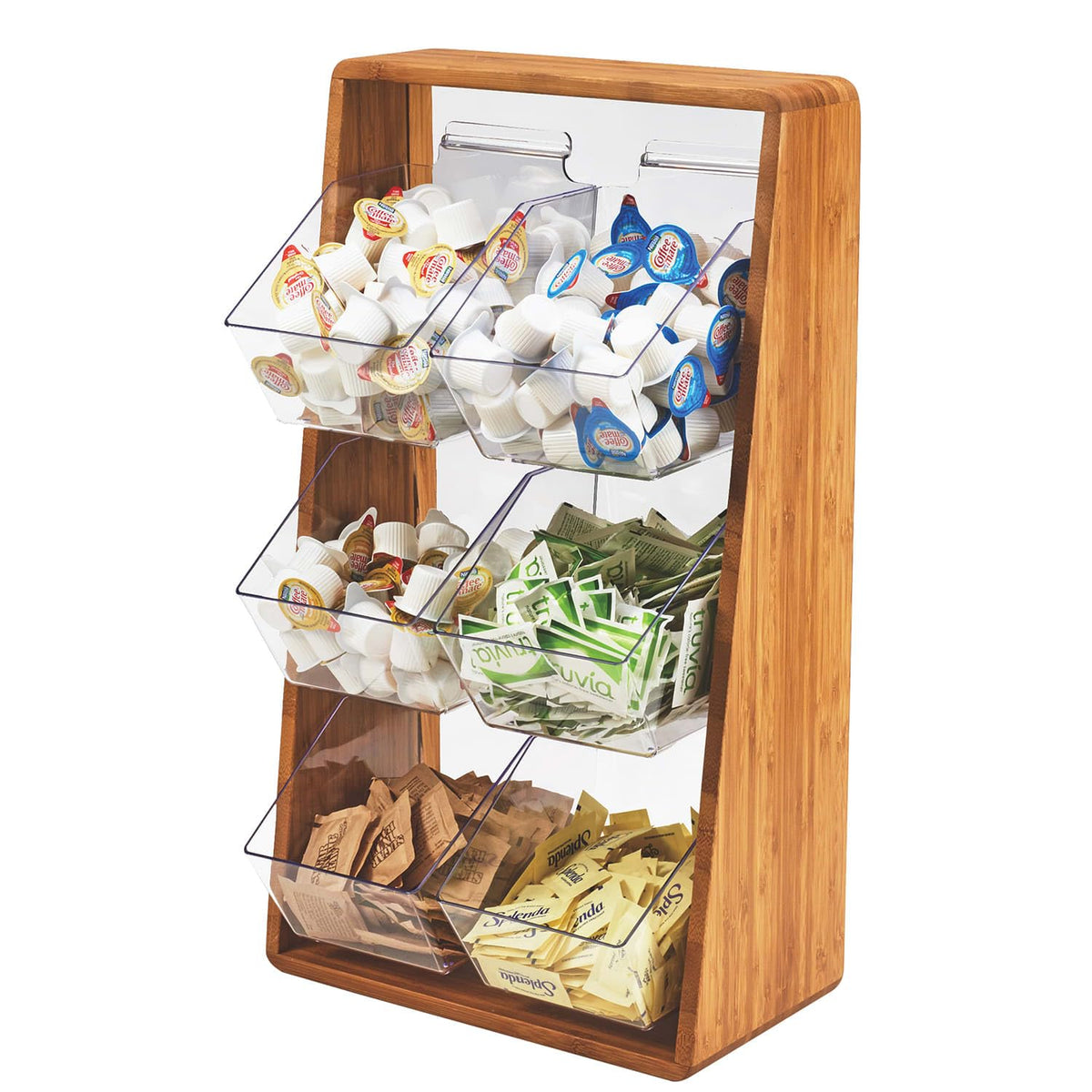 Removable Compartment Condiment Holder by CAL-MIL – 23.25" H x 13.25" W x 7" D, Bamboo, Brown, Model 3569-6-60