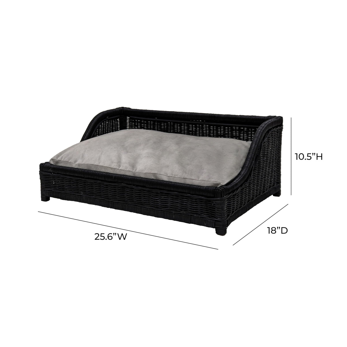 Poppy Black Rattan Small Pet Bed by TOV Furniture – Small, Natural Cane, Black, Model TOV-P54300