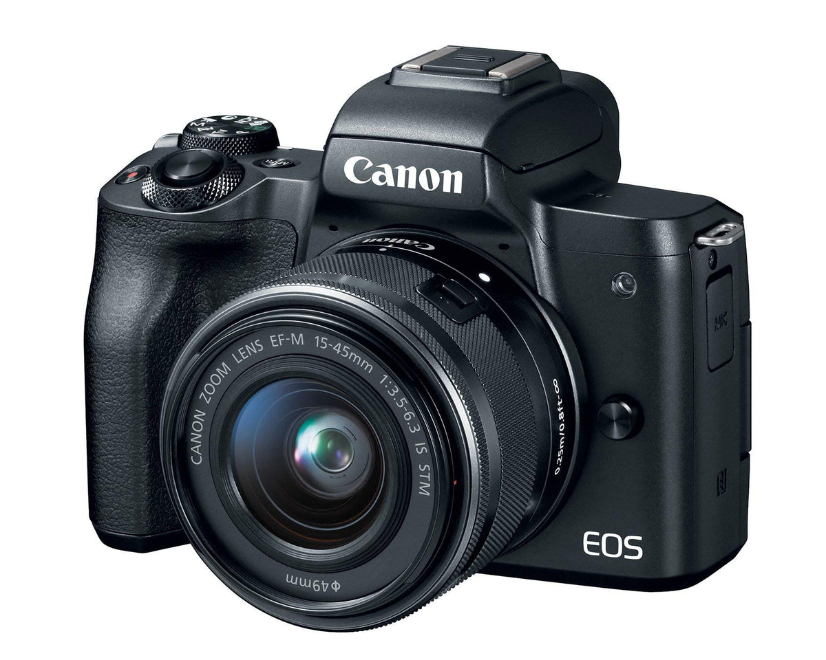 EOS M50 Mirrorless Vlogging Camera Kit with EF-M 15-45mm Lens by Canon – 45mm, Plastic, Black, Model 2680C011