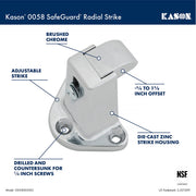0058 Safeguard Radial Latch Strike by Kason – Vinyl, Model 10058005002