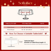 Softalker Christmas Jacquard Tablecloth, 70 Inch Round, Holly
