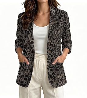 Women's Linen Like Blazer, Three Quarter Sleeve Suit Suit
