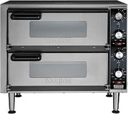 Waring Pizza Oven with Independent Double-Deck & 14" Pizza Deck | Independent Double-Deck Ovens, Ceramic Pizza Deck Fits a 14" Pizza, 280-600°F Temperature Control, 240V