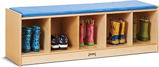 Jonti-Craft 5 Section Bench Locker with Blue Cushion