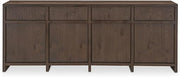 Jenson Sideboard, Oak Veneer, Wirebrushed Finish, Four Drawers, Push-to-Open Doors, Brown