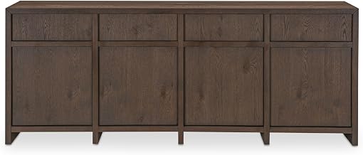 Jenson Sideboard, Oak Veneer, Wirebrushed Finish, Four Drawers, Push-to-Open Doors, Brown