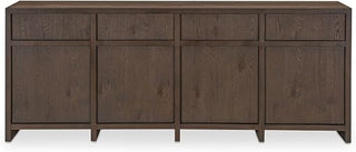 Jenson Sideboard, Oak Veneer, Wirebrushed Finish, Four Drawers, Push-to-Open Doors, Brown