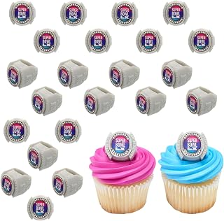 DecoPac NFL Super Bowl LX Rings, Cupcake Decorations, Officially Licensed, Football Rings, Food Safe Cake Toppers – 24 Pack