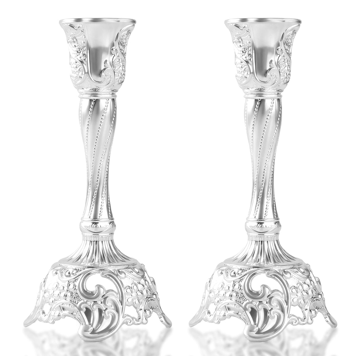Ohmique Candlestick Holders, Silver Plated Set of 2, Silver