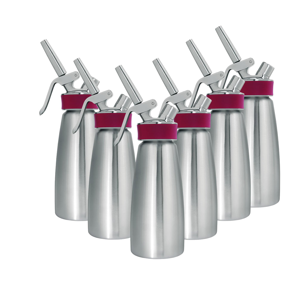 iSi North America Six - 1 Pint / Stainless Steel/Red / Gourmet Whipper Cream Chargers & Whippers