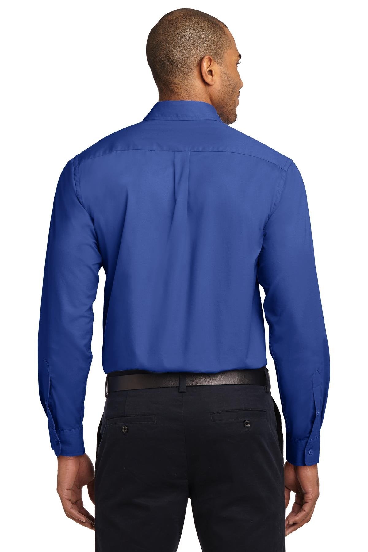 Men's Tall Long Sleeve Easy Care Button-Down Shirt by Port Authority – Steel, Royal/ Classic Navy, Model SNM-342052