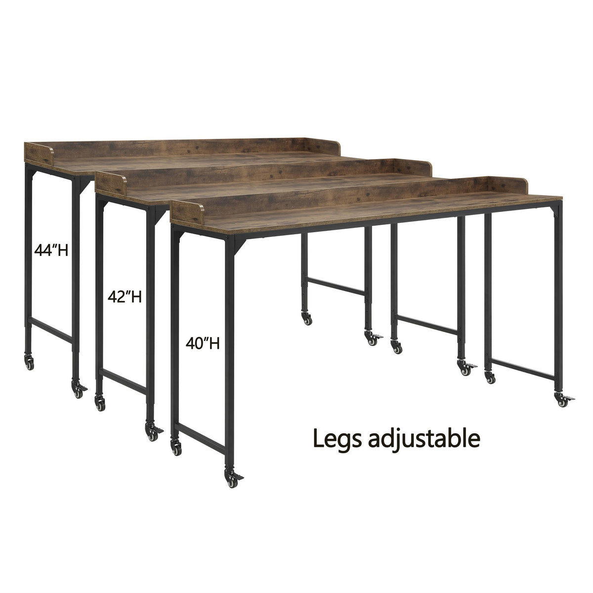 Sumter Adjustable Height Over-The-Bed Desk with Castors in Rustic Brown by Lexicon – Engineered Wood, Brown, Model 5963BR-22
