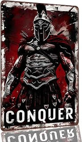 Spartan Warrior Conquer Motivational Aluminum Decorative Sign, 8 x 12 Inch