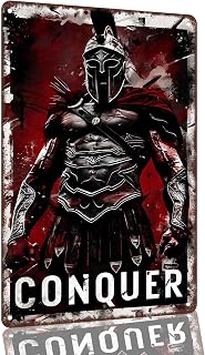 Spartan Warrior Conquer Motivational Aluminum Decorative Sign, 8 x 12 Inch