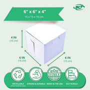 Premium Clay Coated Kraft Paperboard White Non-Window Lock Corner Bakery Box by SOUTHERN CHAMPION TRAY – 6" L x 6" W x 4" H - 250ct, Cardboard, White, Pack of 250, Model 0909
