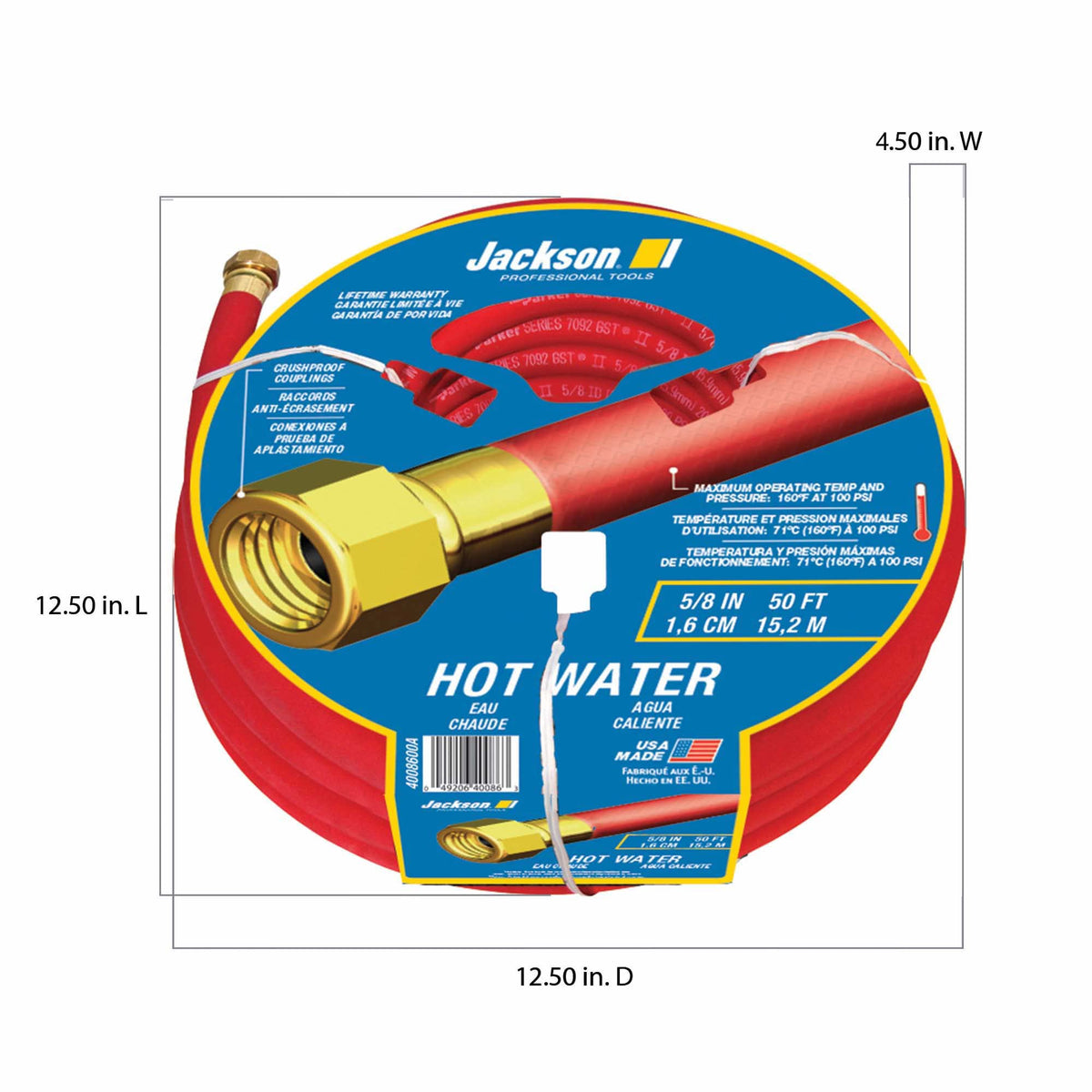 Jackson 5/8 in. x 50 ft. Hot Water Hose / Red / 1 Categories