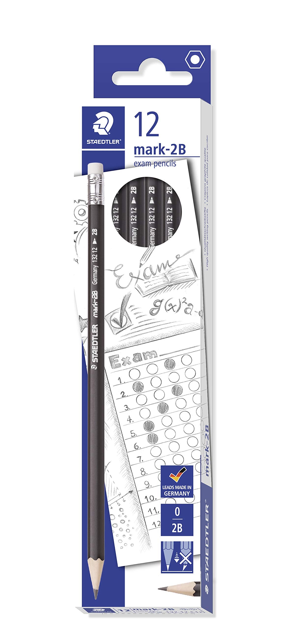 Blacklead Pencils 2B (Box of 12) by STAEDTLER – 1 Count (Pack of 1), Wood, Black, Model 132 12
