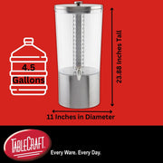 Tablecraft 2.5 Gallon Upscale Drink Dispenser / 11 x 13.5 x 24" / Stainless Steel Iced Beverage Dispensers