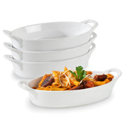 Home Beets Oval Au Gratin Dishes, Ceramic 16 oz Set of 4, White