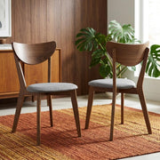 Polyester-Upholstered Mid-Century Modern Dining Side Chairs Set of by Furnifact – Wood, Brown, Pack of 2