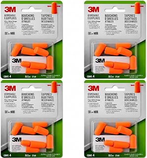 3M Disposable Earplugs, Orange, Expansable and Contoured for a Comfortable Fit on Wide Range of Ear Canals, 16 Pairs Total