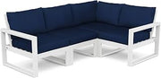 Polywood Edge 4-Piece Modular Deep Seating Set in White/Navy
