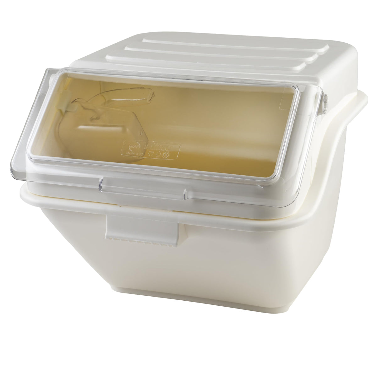Winco 10 Gallon / Shelf Bin / Beige Lidded Storage Bins