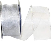 Reliant Ribbon 60238W-070-40K Woven Mesh Shiny Value Wired Edge Ribbon, 2-1/2 Inch X 50 Yards, Silver