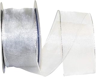 Reliant Ribbon 60238W-070-40K Woven Mesh Shiny Value Wired Edge Ribbon, 2-1/2 Inch X 50 Yards, Silver