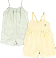 Gerber Baby Girls' Toddler 2-pack Sleeveless Romper Jumpsuit