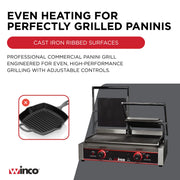 9" Double Commercial-Grade Panini Grill Press by Winco – Double, Cast Iron, Silver, Model EPG-2
