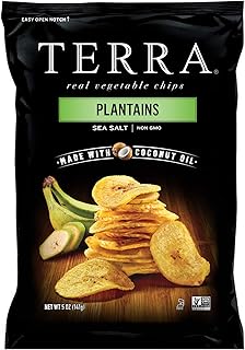 Terra Vegetable Chips, Plantains Made with Coconut Oil with Sea Salt, 5 Oz (Pack of 12)