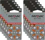 Rayovac Hearing Aid Battery, Size 312 (60 Batteries)