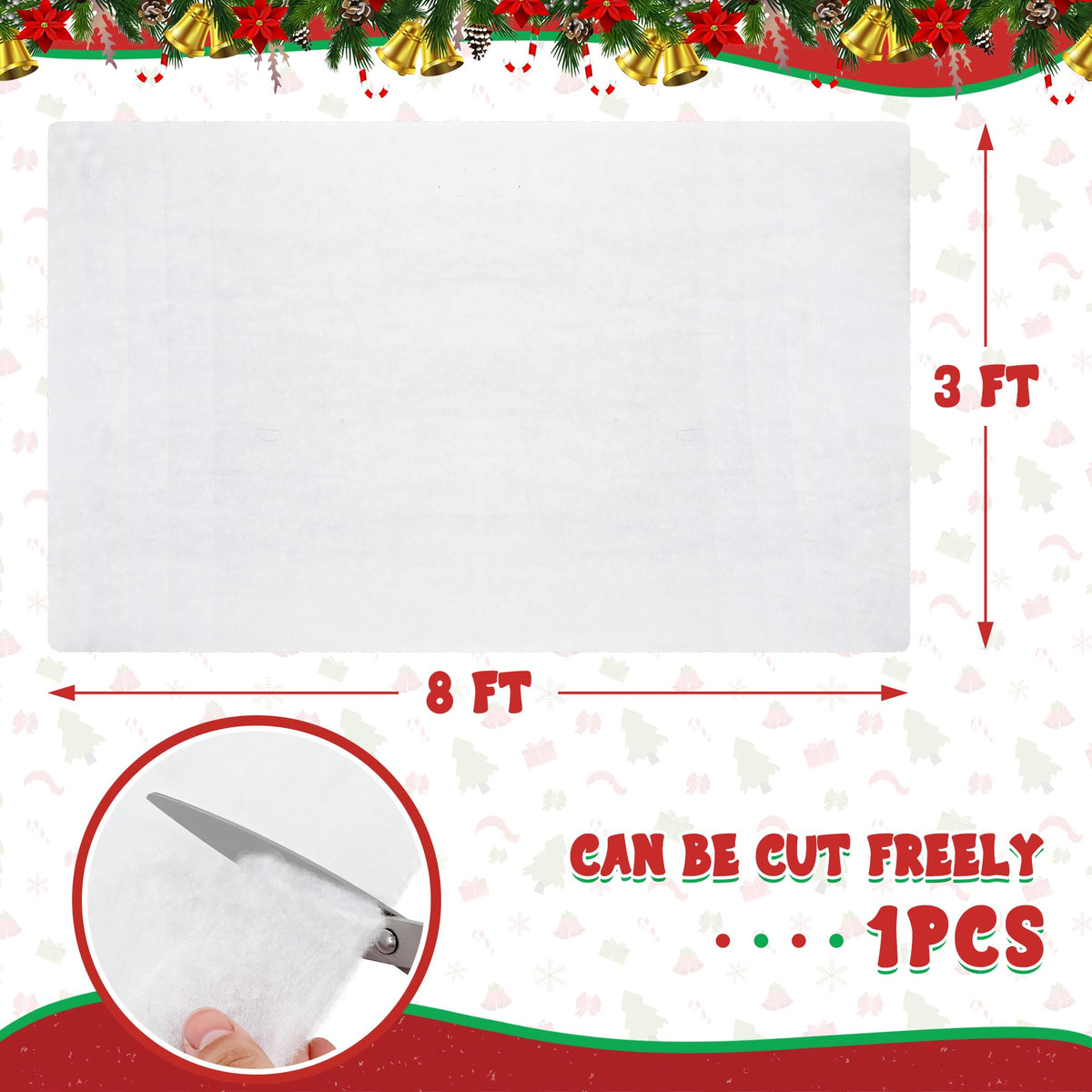 QZYL Snow Blanket, White Polyester Fiber, 3x8ft Rectangle