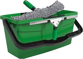 UNGER Window Cleaning Kit 3-in-1: 14-in. Squeegee, Washer, Bucket | Complete glass cleaning system; WNK13; includes microfiber washer with T-bar handle & 3-gallon bucket