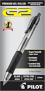 PILOT G2 Extra Fine Point Black Gel Ink Pens, Dozen Box, 31002