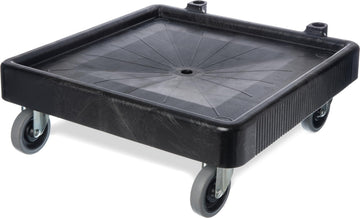 Carlisle FoodService Products E-Z Glide Warewashing Rack Dolly Dishwashing Rack Dolly with Drain for Kitchen and Restaurants – Plastic, 22.5 X 22.5 X 8 Inches, Black